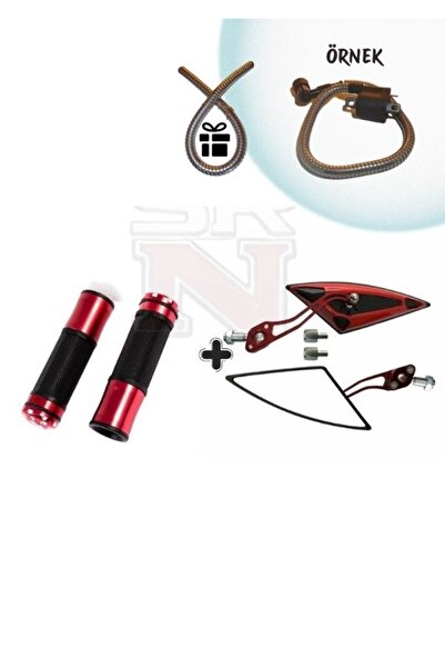 GMS CG Cup modifiye üçgen yarasa ayna+kırmızı siyah elcik seti+buji kablo kılıfı