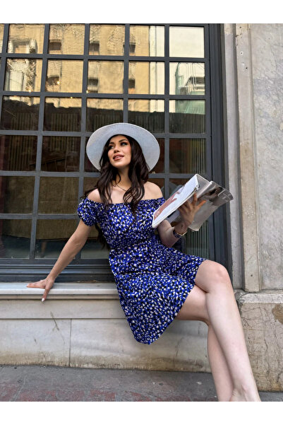 Kienor New Season Women's Madonna Collar Floral Pattern Crinkle Dress