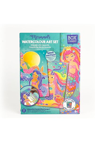 Box Candiy مجموعة أدوات الرسم بالألوان المائية BC1919 بتصميم حورية البحر، لوح...