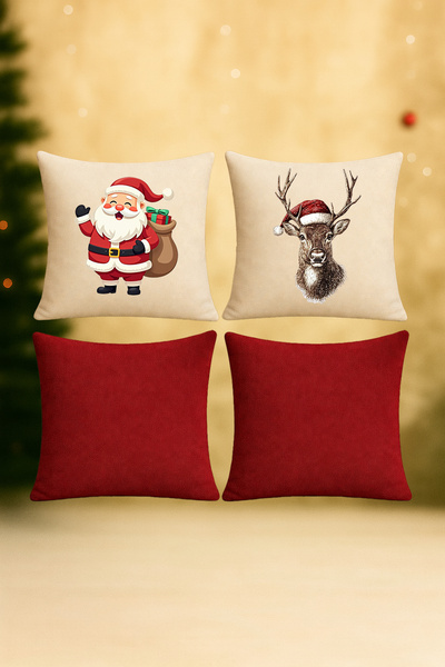 De'Vor مجموعة من 4 أغطية وسائد بتصميم السنة الجديدة