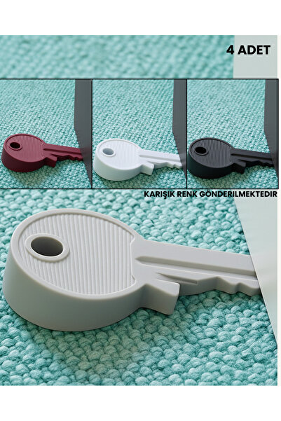 LUCES DESİGN 4 Adet Kapı Altı Stoperi Anahtar Şeklinde Kapı Tutucu Takoz Plastik Karışık Renk