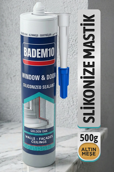 Badem10 Altın Meşe Renkli Boyanabilir Genel Amaçlı Kolay Uygulanır İnşaat Mastik 500 gr Golden Oak
