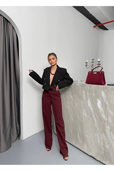 KECHİ WOMAN Polyviscon Fabric Belt Detailed Trousers