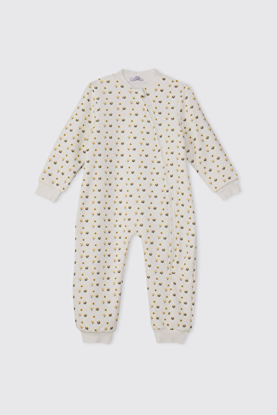 Panço Kız Bebek Desenli Ekru Uyku Tulumu