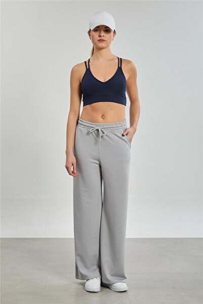 BARRELS AND OIL Women's Elastic Waist Modal Wide Leg Trousers - B. Gray