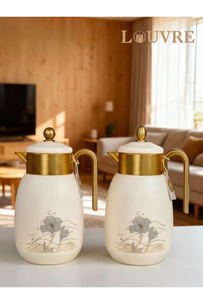 lovure طقم ترامس للشاي والقهوة بنقشة جديدة حجم 1/1 لتر