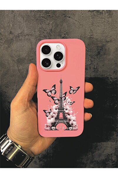 ALYACEPSTORE CASE حافظة آيفون 16 برو المتوافقة مع تصميم برج إيفل والفراشة بال...