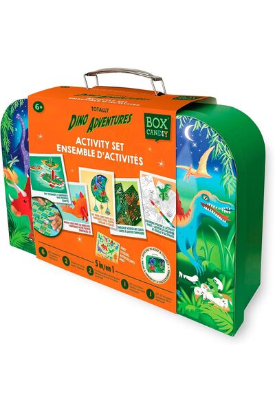 Box Candiy - مجموعة أنشطة مغامرات الديناصورات الكاملة - حقيبة سفر - مجموعة أد...