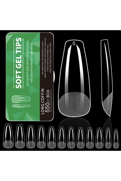 Venalisa Soft Gel Tips Yeni Nesil Protez Tırnak Jel Tips 550 Adet Long Coffin