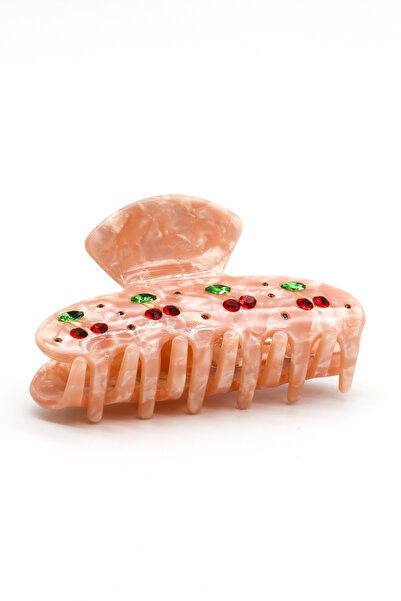 Nearsis Zircon Stone Cherry Themed Salmon Colored Latch Buckle