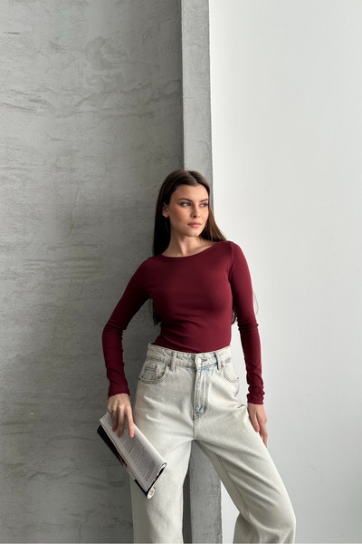 macharel jeans Women's Wide Collar Long Sleeve Stretch Fabric Blouse