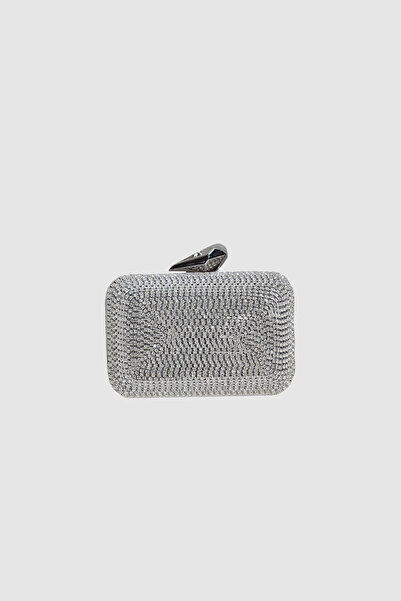 Mozto Eloura Gümüş Taşlı Clutch Abiye Çanta