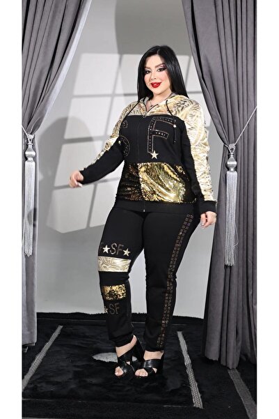 Kokostrendi طقم مزدوج من الأحجار الكريستالية اللامعة - أسود