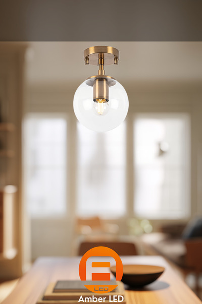AmberLED Modern Camlı Tekli Sarkıt Avize Yatak Odası ve Oturma Odası İçin E14