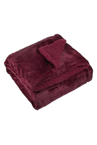 AB HOMES Premium Winter Sherpa Velvet Blanket, Ultra-Warm, Burgundy, for Armchair, 160x130 cm