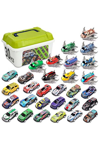 Generic Yalla Joy 30-piece pull-back cars and planes set with storage box - gift for ages 3+