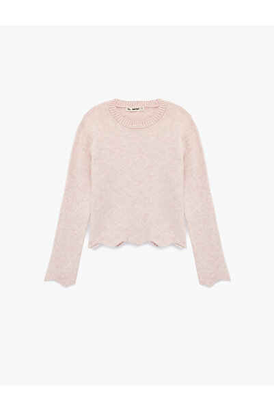 Koton Crew Neck Pearl Detailed Zigzag Cut Long Sleeve Knitwear Sweater