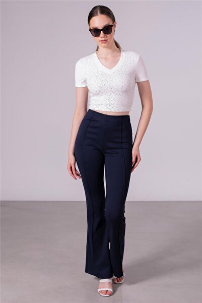 BARRELS AND OIL Women's High Waist Çimalı Flared Tights - Navy Blue