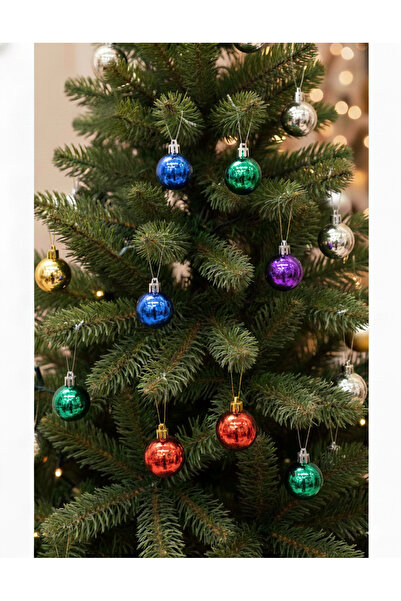 DODOMAR 4 cm – Set de 6 ornamente de Crăciun strălucitoare pentru pom și petr...