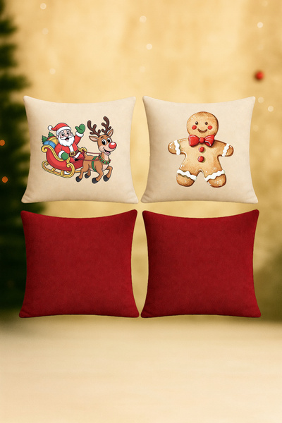 De'Vor مجموعة من 4 أغطية وسائد بتصميم السنة الجديدة