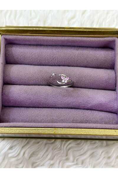 BY YASİN TOPÇU ✨   Pink Butterfly Moon Motif Adjustable Elegant Ring