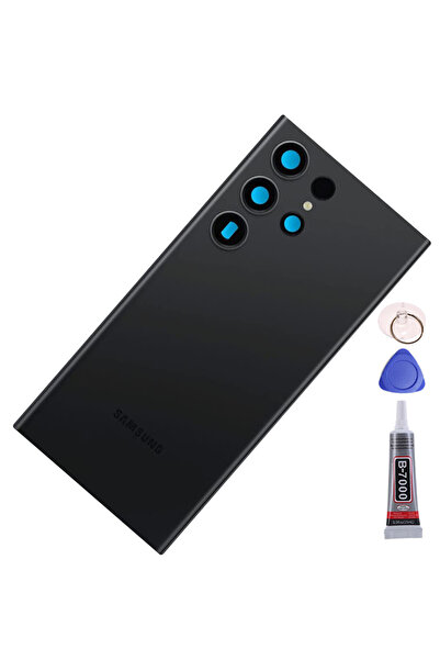 Yedcom Samsung S23 ULTRA Siyah Uyumlu Arka Kapak Batarya Kapağı Pil Kapağı Yapışkan Ve Tamir Seti