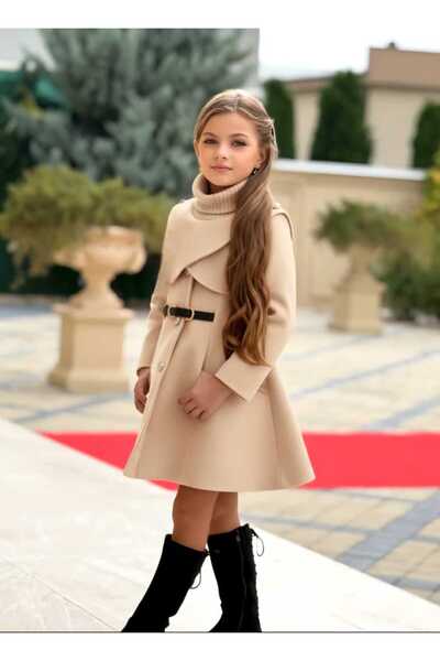 zavera for kids Palton de calitate superioară pentru fete - Guler detașabil - Cu centură - Cu căptușeală - Pentru sărbători