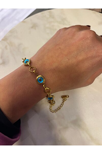 gozdeasutayaccessory Steel Bracelet with Evil Eye