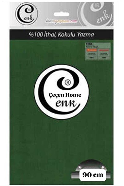 ÇEÇEN HOME وشاح قطني عالي الجودة معطر بحروف مطرزة بلون أخضر داكن 90 سم مع حقيبة بلون واحد 1004