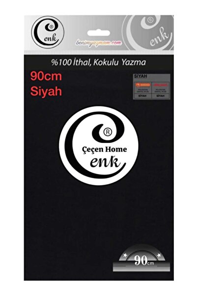 ÇEÇEN HOME وشاح قطني عالي الجودة معطر بحروف مطرزة بلون أسود 999 بطول 90 سم مع حقيبة بلون واحد