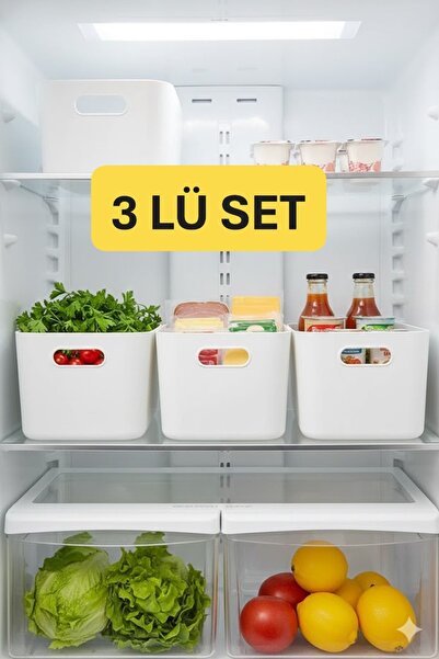 VİALEX 3 ADET 3.5 Lt Dolap İçi Buzdolabı Düzenleyici Banyo Mutfak Organizeri ...