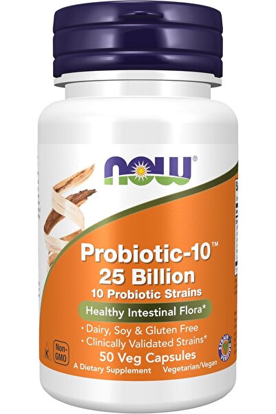 Now Foods Probiotic Prebiyotik 10 Gut Health - 50 Veg Caps