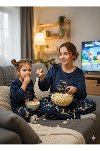 Şimo Butik Set de pijamale pentru mama și fiica, cu tematică de Anul Nou, cat...