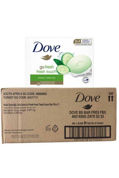 Dove Beauty Cream Bar Fresh Touch Moisturizing Effective 90 Gr * 48 Pieces