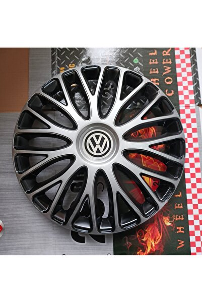 Universal Volkswagen Polo Uyumlu 15" inç Çift Renk Jant Kapağı 4'lü Takım Amblem Hediyeli