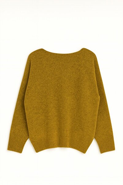 Mixray 6995 women's boat neck wool blend knit sweater - olive green