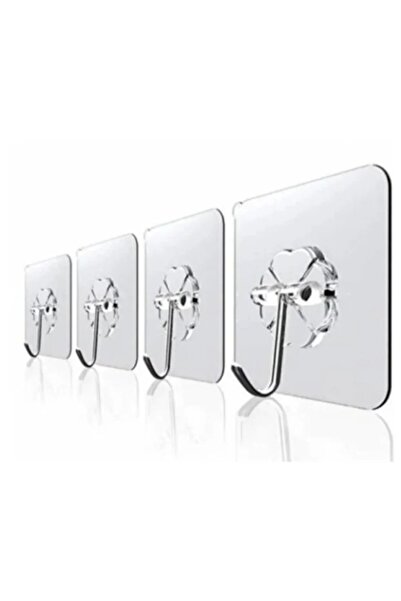 Mansura 5'li Kendinden Yapışkanlı Güçlü Şeffaf Askılık - Kapı Arkası Mutfak Duvar Banyo Askı