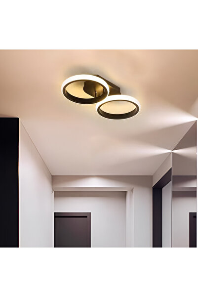 ALC-Shop Lustra LED Celio , 16W, 2 Cercuri, Lumina Rece/Calda/Neutra, Negru