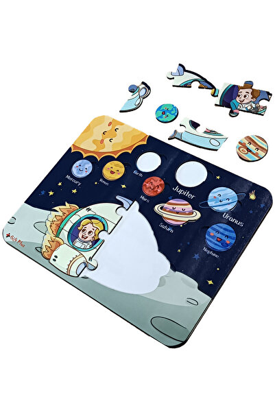 gift plus Güneş Sistemi ve Uzay Gemisi Ahşap Puzzle – Gezegenler Öğretici Eği...