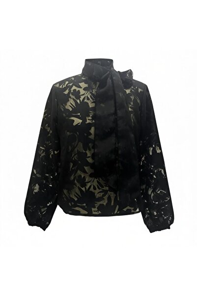 Eight Fashion Women's Style Tie Detail Jacquard Blouse Regular Woven Fitted Fit