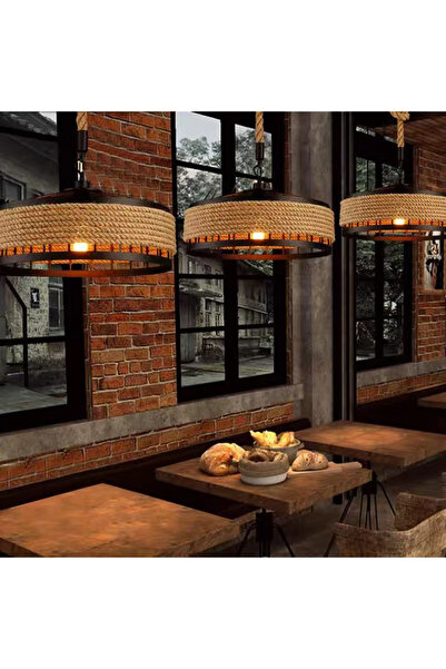 ALC-Shop Lustra Vintage LV300/400BK, 1xE27, Rustic Barn, Sfoara si Metal, 150cm, Negru