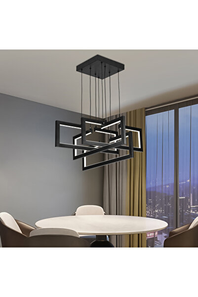 ALC-Shop Lustra LED cu telecomanda ,Suspendata 96W, 4 Elemente, lumina Rece/C...