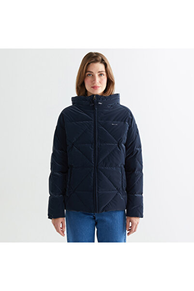 Gant Kadın Lacivert Kapüşonlu Kapitone Mont