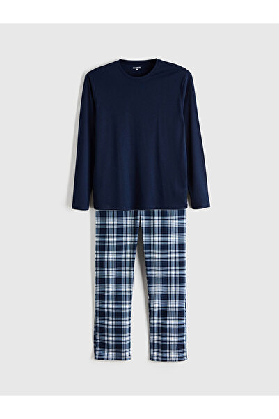 LC Waikiki Σετ ανδρικής πιτζάμα MG TREND'EN Navy Blue Standard Fit