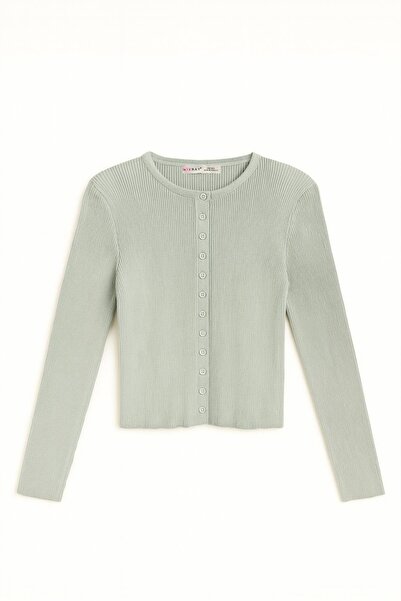 Mixray 6931 Women's Buttoned Corded Fabric Knitwear Cardigan Çağla