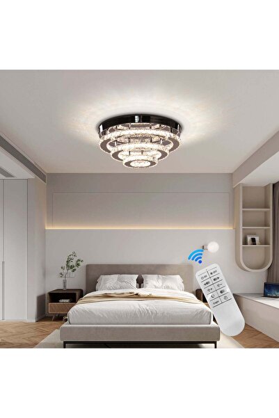 ALC-Shop Crystal LED Chandelier LLC151/500CH, 64W, 3 Elements, Cold/Warm/Neutral light, Dimmable, Glossy Chrome
