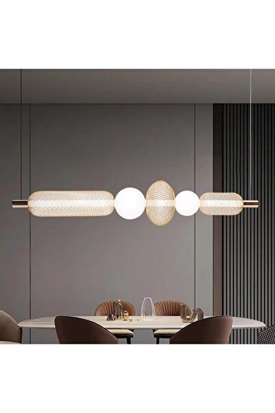 ALC-Shop Lustra LED Suspendata LM551/5GD, 28W, Lumina 3000/4000/6000K, Auriu, Inaltime Reglabila