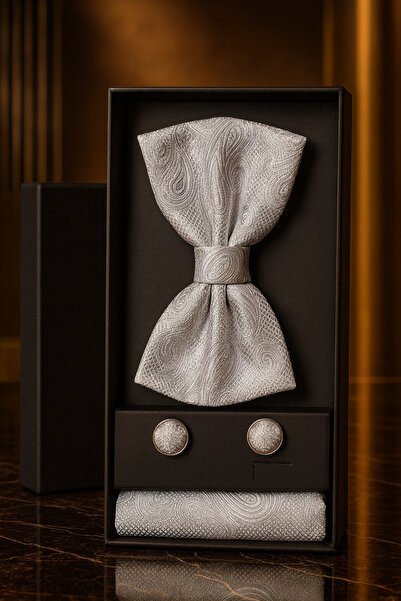 AndraRose Styles Men's Set Bow Tie + Button + Handkerchief – Arctic Sovereign