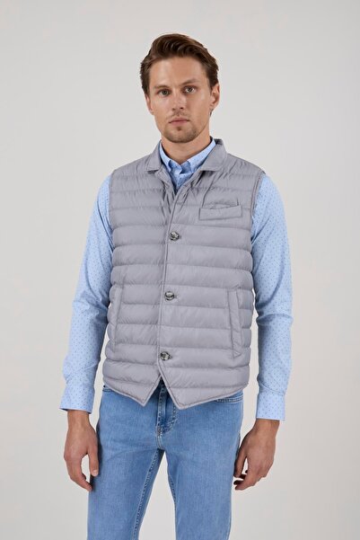 PR PACO ROMANO ART OF FASHİON Erkek Gri Kapitone Şişme Yelek