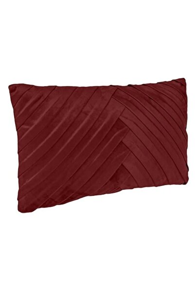 AB HOMES Pernă decorativă vișinie, catifea cu dungi în relief, 50x30 cm, pentru canapea